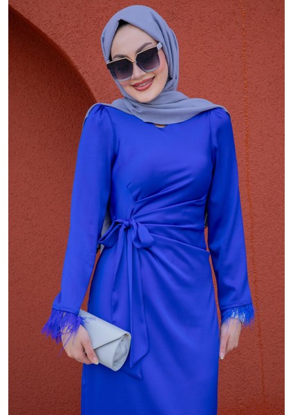 Parl Asetat Saten Abiye Elbise-Krem fiyatları