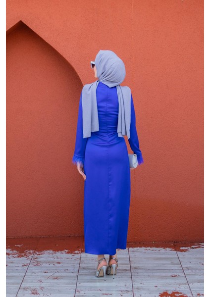 Parl Asetat Saten Abiye Elbise-Krem modelleri