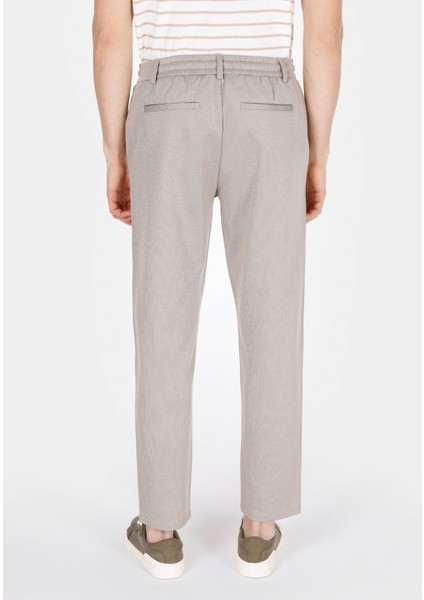 Regular Fit Orta Bel Düz Paça Erkek Bej Pantolon