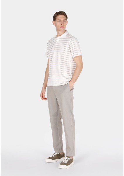 Regular Fit Orta Bel Düz Paça Erkek Bej Pantolon