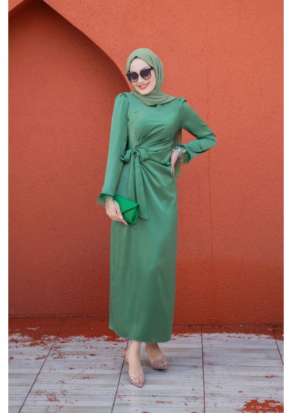 Parl Asetat Saten Abiye Elbise-Krem fırsatları