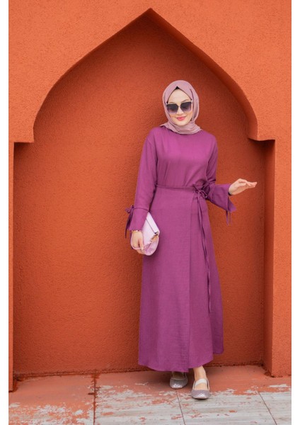 Anvelop Bağlamalı Etek Bluz Takım-Mor