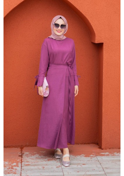 Anvelop Bağlamalı Etek Bluz Takım-Mor fırsatları