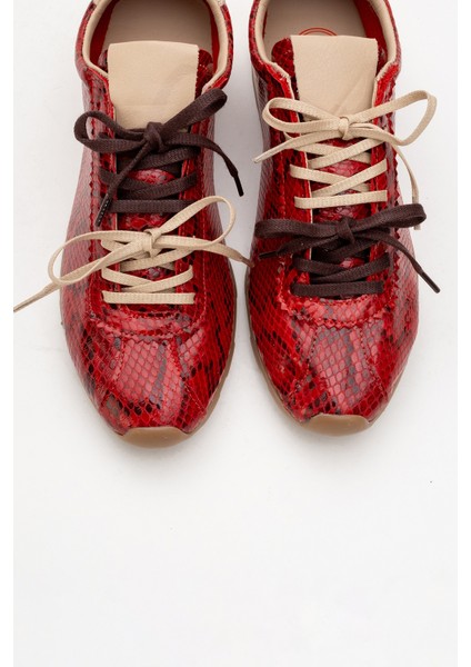Crea Kırmızı Desenli Deri Kadın Spor Ayakkabı fiyatları