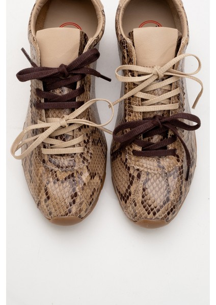 Crea Bej Desenli Deri Kadın Spor Ayakkabı fiyatları