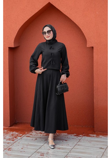 Fiyonk Detay Bluz Etek Pamuk Kraş Takım-Laci fırsatları