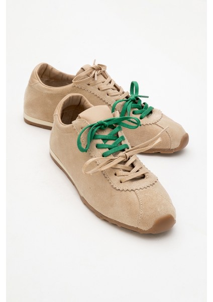 Crea Bej Deri Süet Kadın Spor Ayakkabı