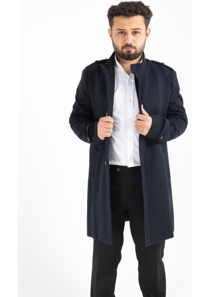 Jakamen Yünlü Kaban Lacivert