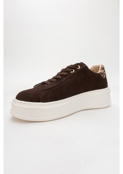 Gueno Kahverengi Deri Süet Kadın Spor Ayakkabı modelleri