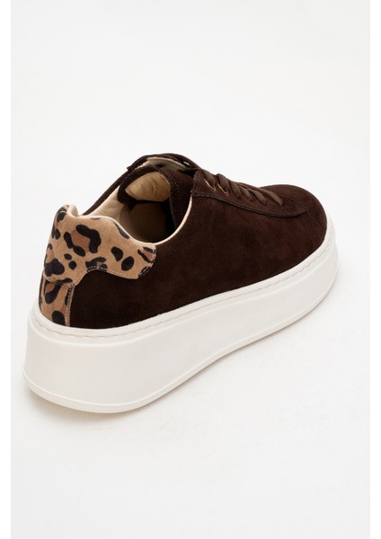 Gueno Kahverengi Deri Süet Kadın Spor Ayakkabı fırsatları