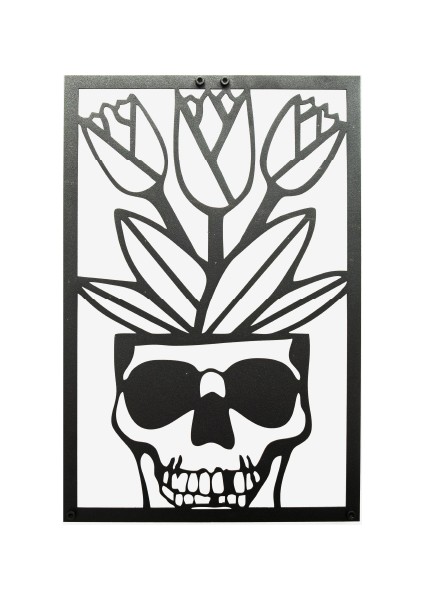 Memento Mori Kuru Kafalar 3'lü Set Metal Duvar Tablosu