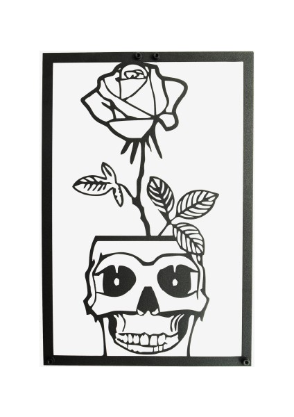 Memento Mori Kuru Kafalar 3'lü Set Metal Duvar Tablosu