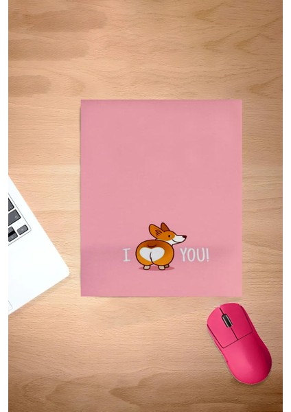 Pembe, Kare,bilek Destekli, Konforlu, Mouse Pad, Komik Köpek Desenli, Ergonomik Dizayn