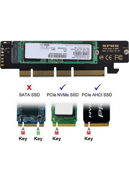 Nvme M.2 Ngff Ssd'den Pcıe X4'e Nvme M.2 Adaptör Kartı Dönüştürücü SSD Sabit Disk Okuma Test Kartı (Yurt Dışından)