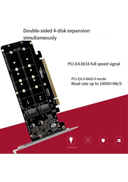 PCIEX16 - M.2 M-Key NVMEX4SSD 2u Sunucu Dizisi Genişletme Adaptörü Ayırıcı Çok Fonksiyonlu Taşınabilir Kart (Yurt Dışından)