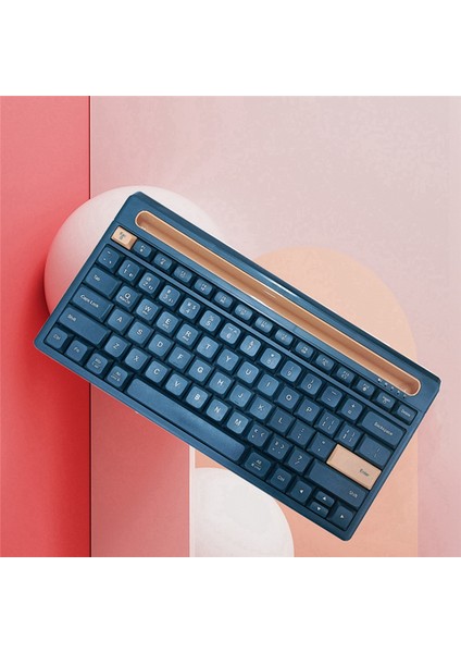 Kart Yuvası ile Kablosuz Bluetooth Klavye Çift Modlu Klavye Desteği Tablet Android Telefon Dizüstü Masaüstü Bilgisayar Yeşil (Yurt Dışından)