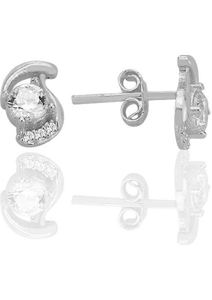 Gümüş Rodyumlu Zirkon Taşlı Göz Modeli Küpe SGTL12777RODAJ