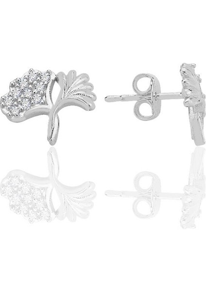 Gümüş Rodyumlu Zirkon Taşlı Birleşik Yaprak Küpe SGTL12767RODAJ