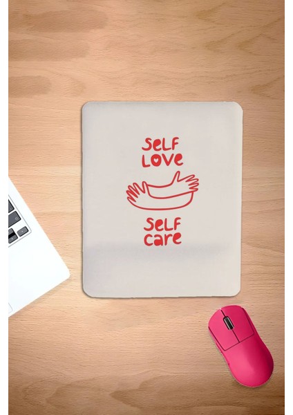 Self Care, Self Love, Yazılı Mousepad, Bilek Destekli Konforlu Bilgisayar Aksesuarı, Laptop Aksesuarı