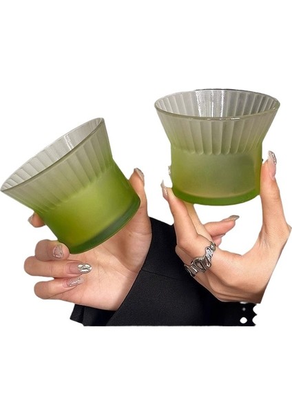 Yaratıcı Gelişmiş Degrade Renk Asılı Kulak Kahve Fincanı Soğuk Içecek Fincanı Dikey Desen Cam Fincan Latte Fincanı Ev Içme Suyu Cam Fincanı (Yurt Dışından) modelleri