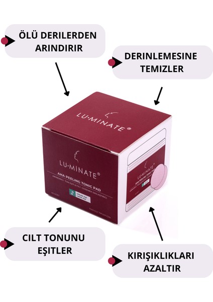 Aha Peeling Tonic Pad Cilt Tonu Eşitleyici GlikolikLaktik Asit 40 Adet Ped
