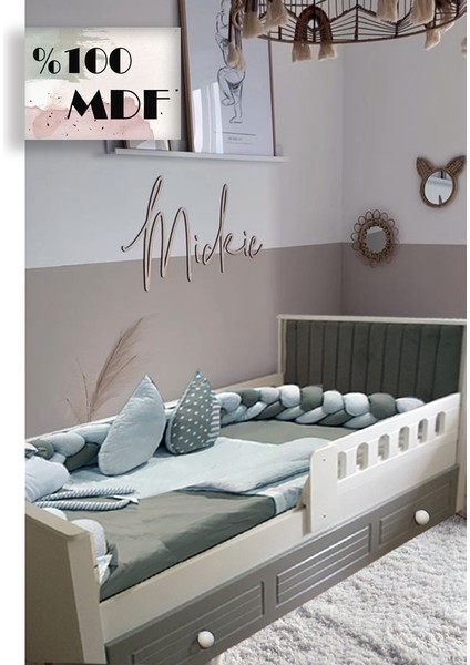 Mdf Stella Gri 90*190 Yavrulu Kapitoneli Karyola