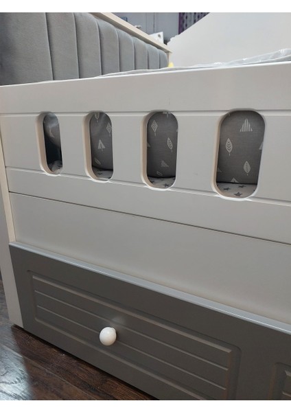 Mdf Stella Gri 90*190 Yavrulu Kapitoneli Karyola
