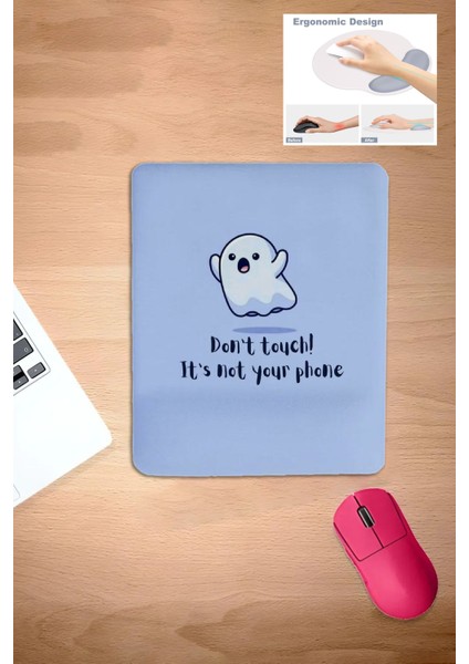 Casper, Mavi, Kare, Desenli, Komik Mouse Pad, Ergonomik Dizayn, Konforlu Mouse Pad