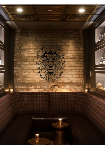 Hey Lion Geometrik Aslan Figürü Metal Duvar Tablosu