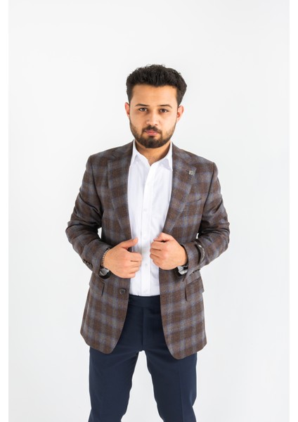 Levenet Serez Ceket Kahverengi Lacivert