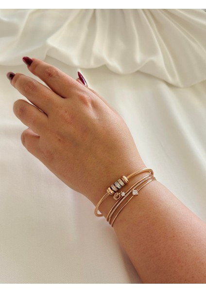Tasarım Pirinç Bileklik Kadın Gold Rose Renkli modelleri