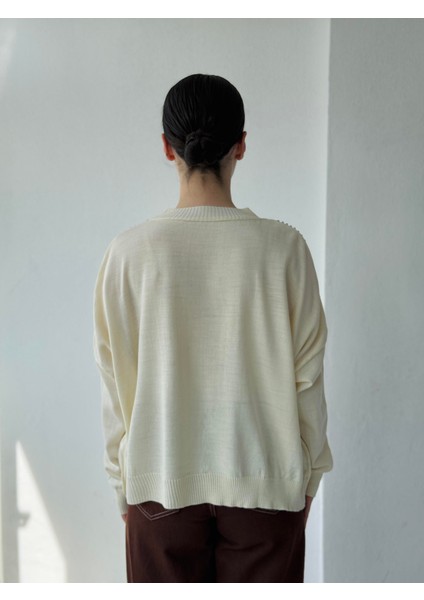 Tasarım Inci Detaylı Retro Triko Üst Kadın Ekru fiyatları