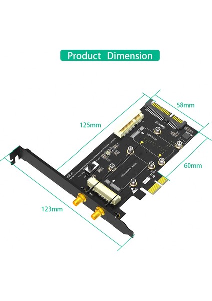 Wifi/3g/4g/lte/ Msata SSD Için 2'si 1 Arada Combo Mini Pcıe - Pcı-E 1x Adaptör ve Msata - Sata3 Adaptör (Yurt Dışından)