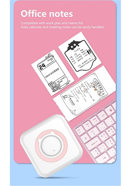 Mini Termal Yazıcı Kablosuz Bluetooth Yazıcı Kendinden Yapışkanlı Kağıt + Renkli Kalem Pembe ile Çok Fonksiyonlu Etiket Yazıcısı (Yurt Dışından) fırsatları