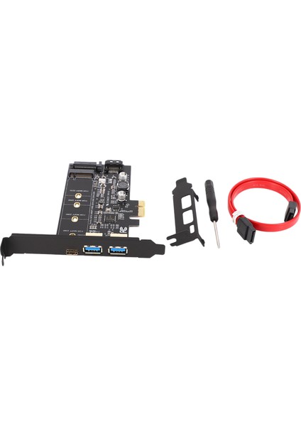 Çift Usb3.0 ve Tip-C M.2 Pcıe Adaptörü M2 SSD Sata B Anahtar Pcı-E Denetleyici Dönüştürücü Yükseltici Kart Için 2280 2260 2242 2230 Ngff (Yurt Dışından)
