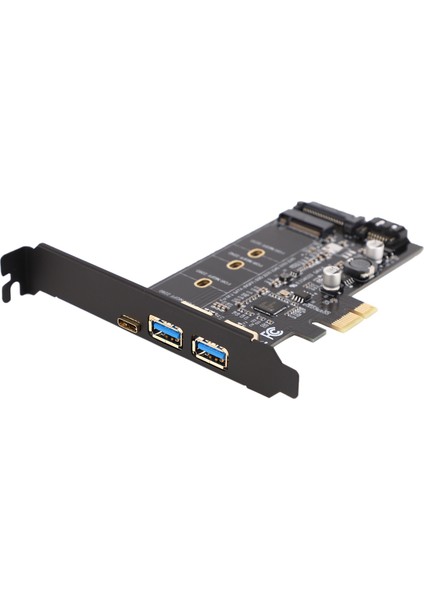 Çift Usb3.0 ve Tip-C M.2 Pcıe Adaptörü M2 SSD Sata B Anahtar Pcı-E Denetleyici Dönüştürücü Yükseltici Kart Için 2280 2260 2242 2230 Ngff (Yurt Dışından)