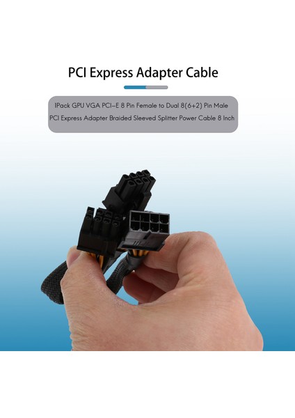 1 Paket Gpu VGA Pcı-E 8 Pin Dişi Çift 8(6+2) Pin Erkek Pcı Express Adaptör Örgülü Kollu Splitter Güç Kablosu 8 Inç (Yurt Dışından)