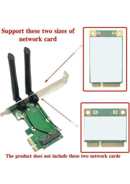 Pc Için Kablosuz Kart Wifi Mini Pcı-E Express - 2 Harici Antenli Pcı-E Adaptörü (Yurt Dışından)