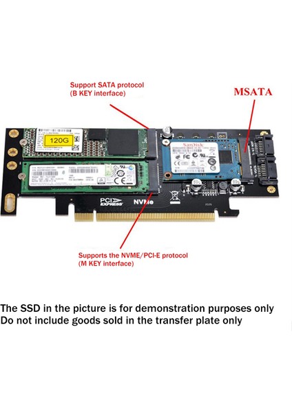 Pcıe X16 - M.2 M Anahtar Nvme SSD Adaptör Kartı Pcıe X16 - M.2 B Anahtar Sata SSD Adaptör Kartı Msata SSD Adaptör Kartı (Yurt Dışından)