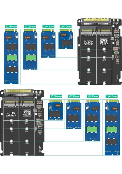 2'si 1 Arada M.2 Nvme Pcı-E / Ngff Sata Ssd'den U.2 SFF-8639 Birleşik Adaptöre (Yurt Dışından) indirimleri
