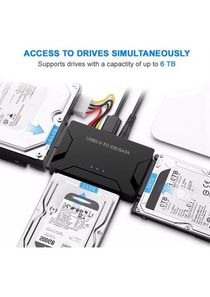 Usb3.0 Sabit Sürücü Adaptörü, 3 Yollu Usb3.0 - Sata/ıde Kolay Sürücü Kablosu, Çok Fonksiyonlu Kolay Sürücü Kablosu Abd Fişi (Yurt Dışından)