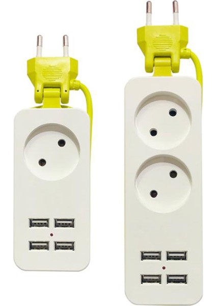 Ab Tak Güç Şeridi 4 USB Bağlantı Noktası Şarj Soketi, Akıllı Telefonlar Tabletler Için 1200 W Çoklu Taşınabilir Seyahat Fişi Adaptörü (Yurt Dışından)