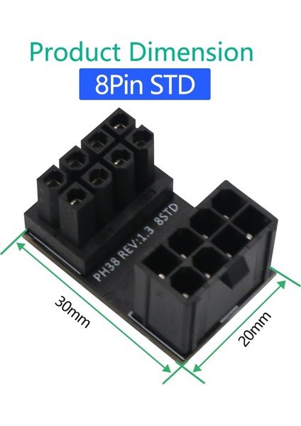 2 Adet Atx 8pin Dişi 8pin Erkek 180 Derece Açılı Güç Adaptörü Dönüştürücü Masaüstü Bilgisayarlar Için Görüntü Kartı (Yurt Dışından)