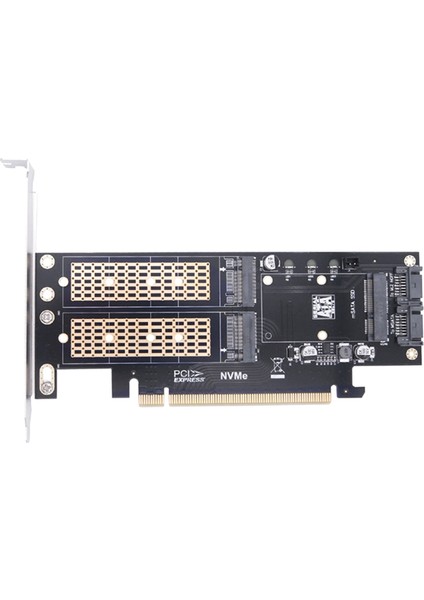 Pcıe X16 - M.2 M Anahtar Nvme Ssd+M.2 B Anahtar Sata Ssd+Msata SSD Adaptör Kartı 3 In 1 Masaüstü Bilgisayar Yükseltici Kart (Yurt Dışından)