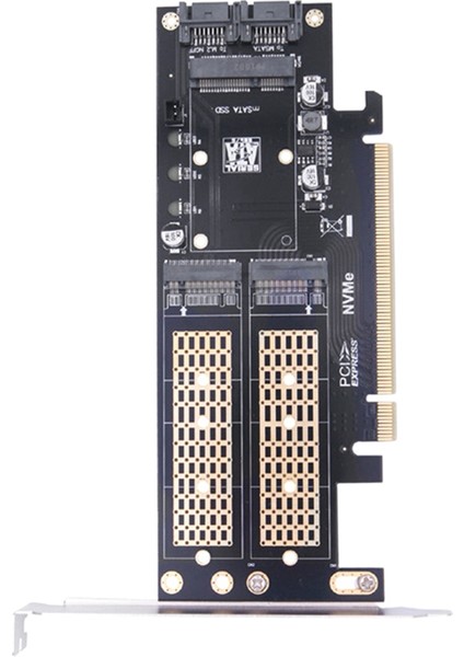Pcıe X16 - M.2 M Anahtar Nvme Ssd+M.2 B Anahtar Sata Ssd+Msata SSD Adaptör Kartı 3 In 1 Masaüstü Bilgisayar Yükseltici Kart (Yurt Dışından)