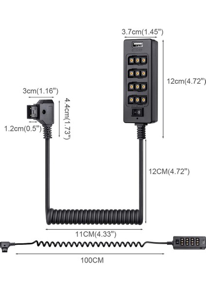 Güç Anahtarlı Dtap Ayırıcı Kablo V-Mount V Kilidi Için D-Tap, Altın Montajlı Pil - 3p x 4 Dişi Bağlantı Noktası ve USB Bağlantı Noktası (Yurt Dışından) indirimleri