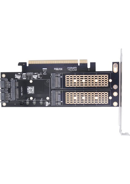 Pcıe X16 - M.2 M Anahtar Nvme Ssd+M.2 B Anahtar Sata Ssd+Msata SSD Adaptör Kartı 3 In 1 Masaüstü Bilgisayar Yükseltici Kart (Yurt Dışından)