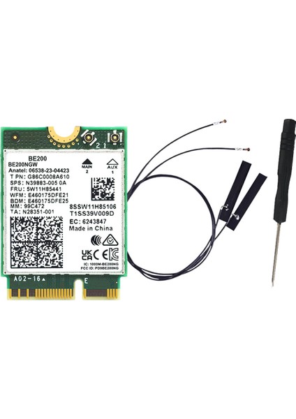 Wıfı 7 BE200 BE200NGW Wifi Kartı + Anten Bt 5.4 802.11AX Tri-Band M.2 Ngff WIN10/11 Için Kablosuz Ağ Adaptörü (Yurt Dışından)