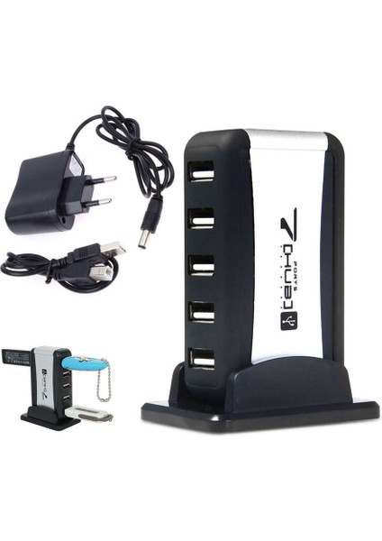 Dizüstü Pc Için Çok Soketli Güç Kaynağı Yuvası ile Eu Plug Harici Hub 7 USB 2.0 Bağlantı Noktaları (Yurt Dışından) fiyatları