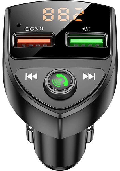 Araba Bluetooth Fm Verici, Kablosuz Bluetooth Araç Adaptörü Fm Radyo Adaptörü, Handsfree Desteği, Mp3 Çalar, Tf Kartı (Yurt Dışından)